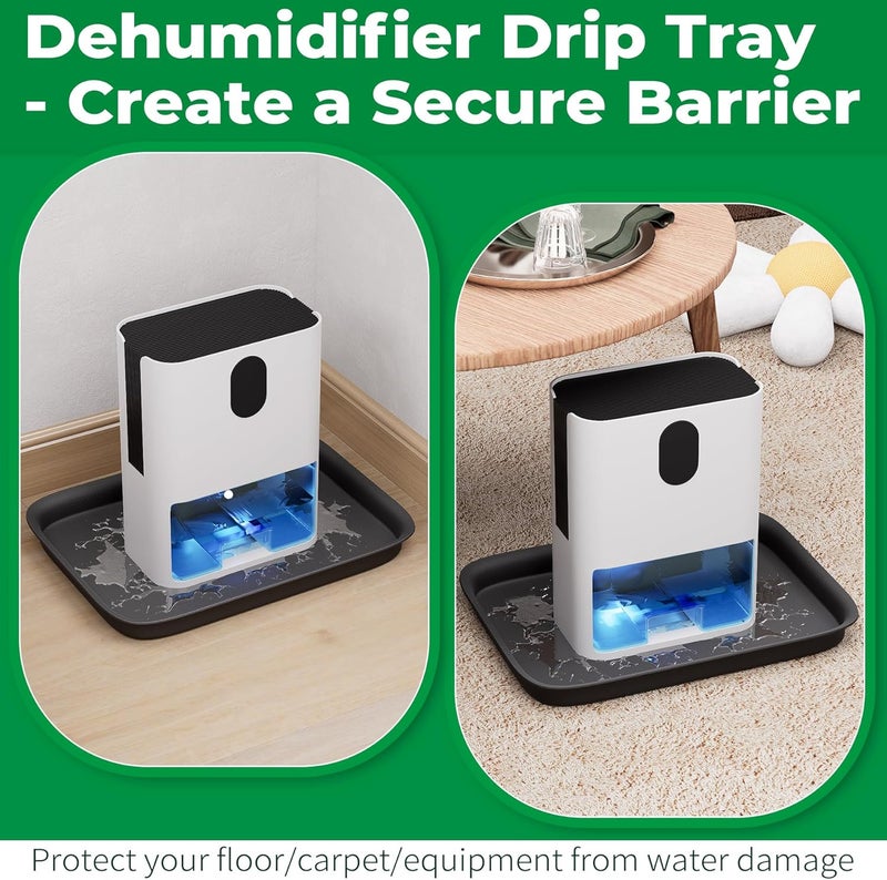 Forestchill Drip Tray for Dehumidifier, 13" x 9" x 2" Hard Plastic Drip Pan with Raised Edge, Leak-Proof Floor Protection for Semiconductor Dehumidifiers, Black - Image 3